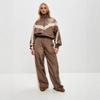 Women's Black White Zip-Up Track Suit Set with Wide Leg Pants, Casual Sportswear Two Piece Outfit