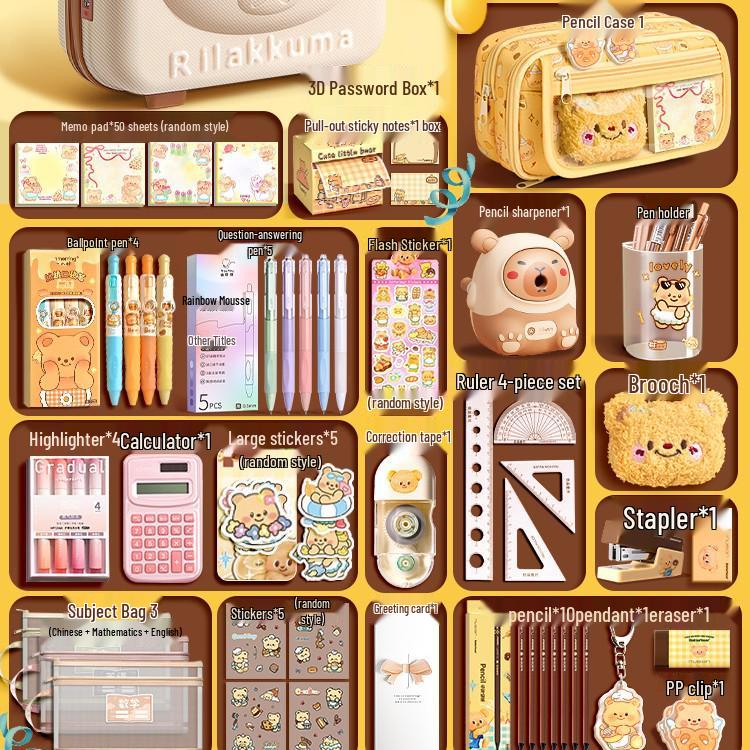 Butterbär Briefpapier Geschenkbox: Zurück zur Schule Set für Kinder, Kindergarten-Abschluss, Geburtstags-Souvenir für Mädchen.