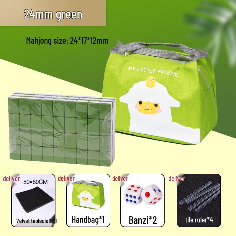 Compact Travel Mahjong Set - 24mm & 30mm Tiles, Solid Carved Sparrow Design, Ideal for Dorms and Table Games