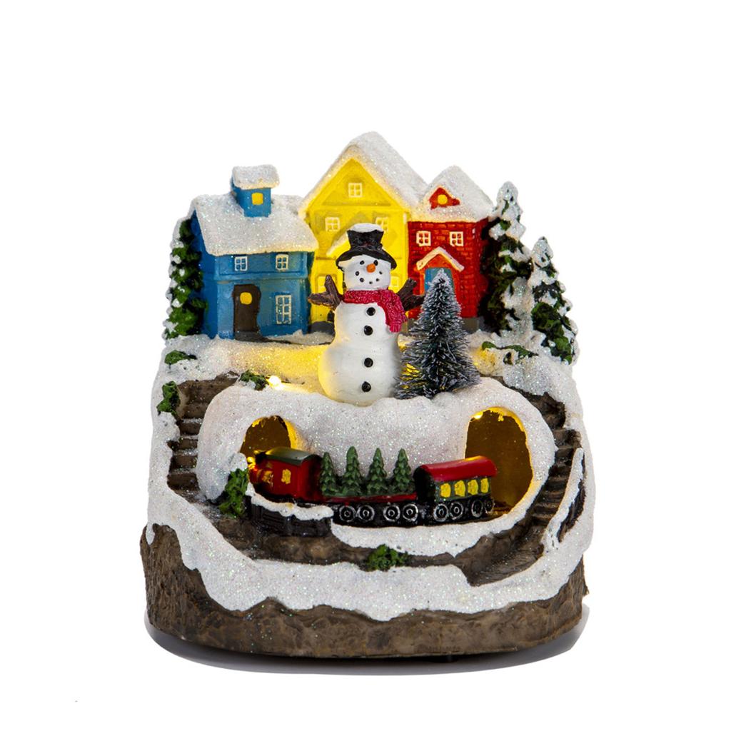 Christmas Glowing Snow House Figurine Rotatable Music Villages Sculpture for Home Bar Shop Decoration Gift Dropshipping