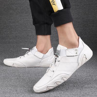 Fashion Four Seasons Men's Leather Shoes Classic Minimalist Black and White Daily Driving Office Outdoor Leisure Walking Men Flat Shoes