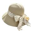Polka Dot Bow Webbing Fashion Straw Hat Spring and Summer High-end Versatile Travel Sun Protection Hat Sunshade Face Small Lantern Hat