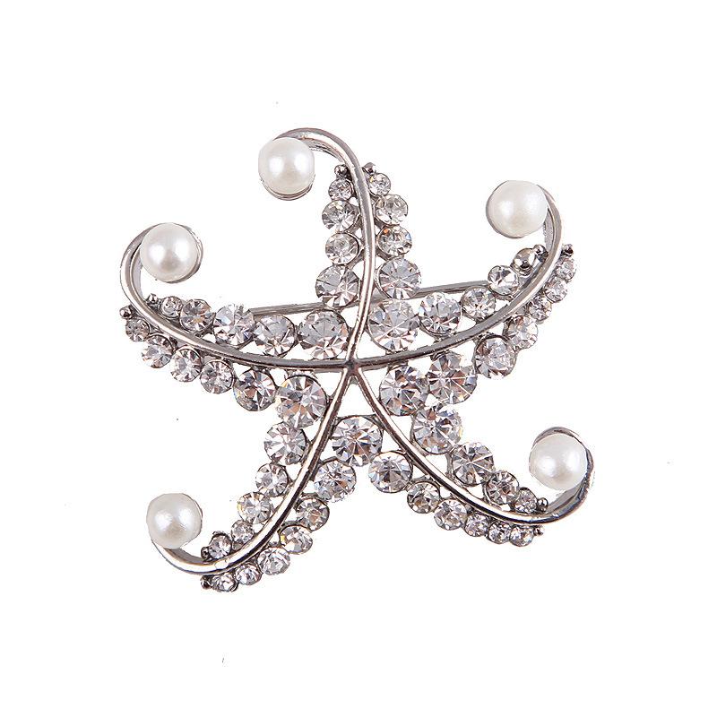 Fashion Large Pearl Starfish Brooch Corsage Corsage Jewellery Women's Accessories Exquisite Hypoallergenic Luxury Enamel Brooch Long-Lasting Color