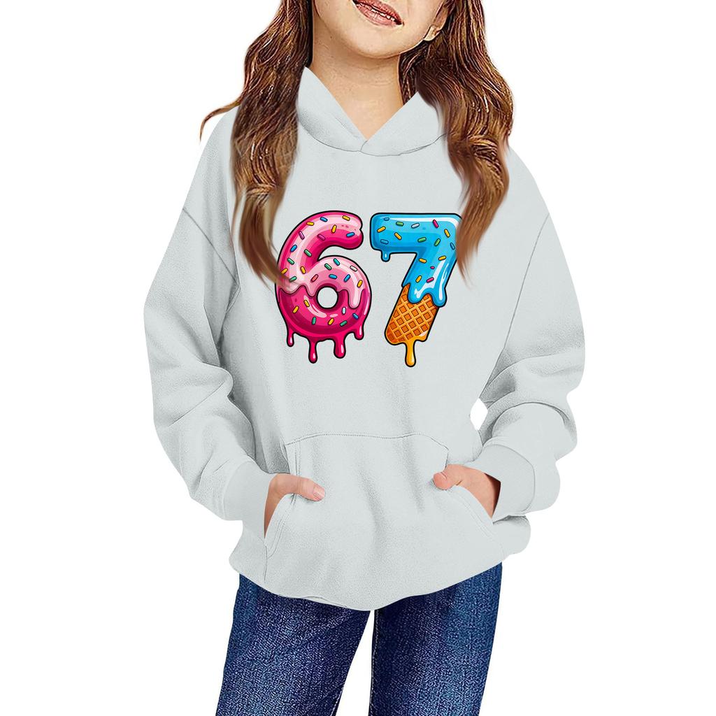 Kinder Langarm Lockerer Pullover Buchstabenaufdruck Kordelzug Kapuzen-Sweatshirt
