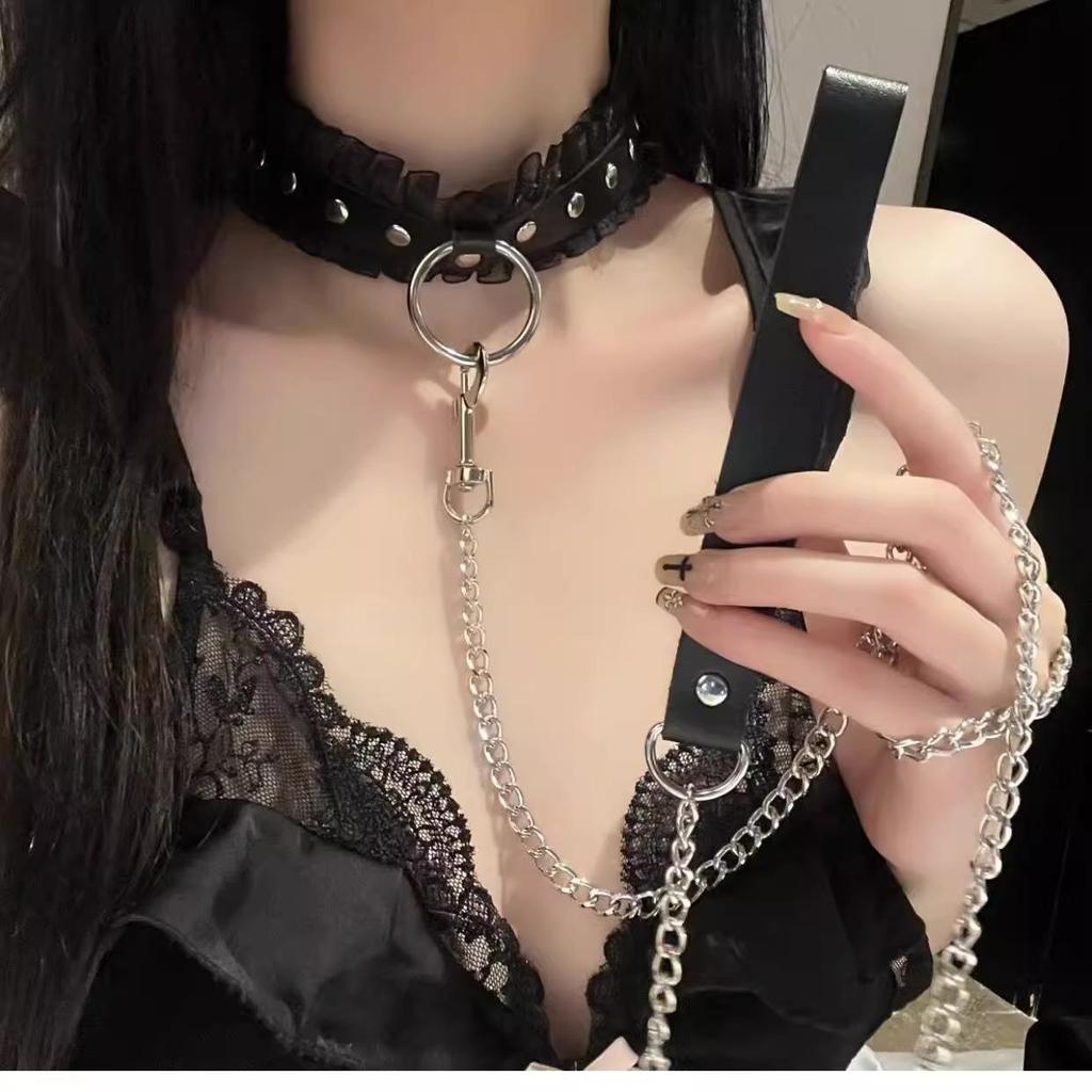 Y2K Black & White Dog Bone Choker Necklace - Cute, Cool, Sweet Girl Style Accessory