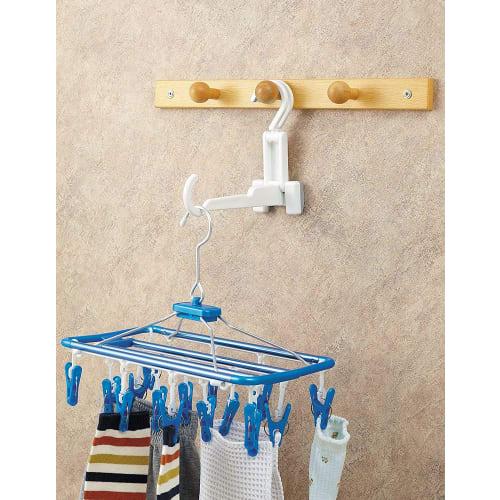 Ohe Indoor Drying Hook, White, Approx. 17cm x 25cm x 7.5cm, 5kg Load Capacity, HOS Laundry Drying Hook, Compact, Foldable, White