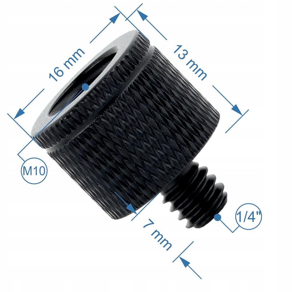 Adapter reduction sleeve 1/4" to M10 tripod black lamp stand 20 mm