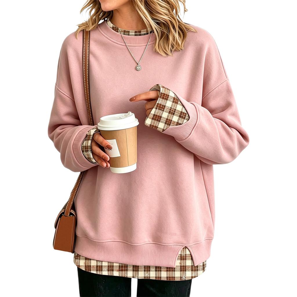 Damen Casual Bedrucktes Langarm Look Sweatshirt Lockerer Pullover