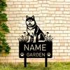 Individueller Metall Shiba Inu Hund Gedenk-Gartenstecker Grabstein Personalisierbares Haustier-Namensschild