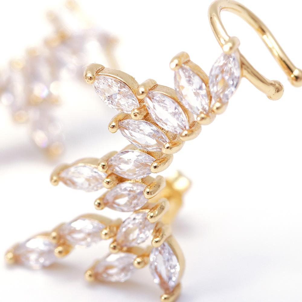 Fashionable And Exquisite Zircon Ear Clips Fashion Versatile Gold Plated Zircon Earrings Wing Earringsfashion Jewelry Wholesale