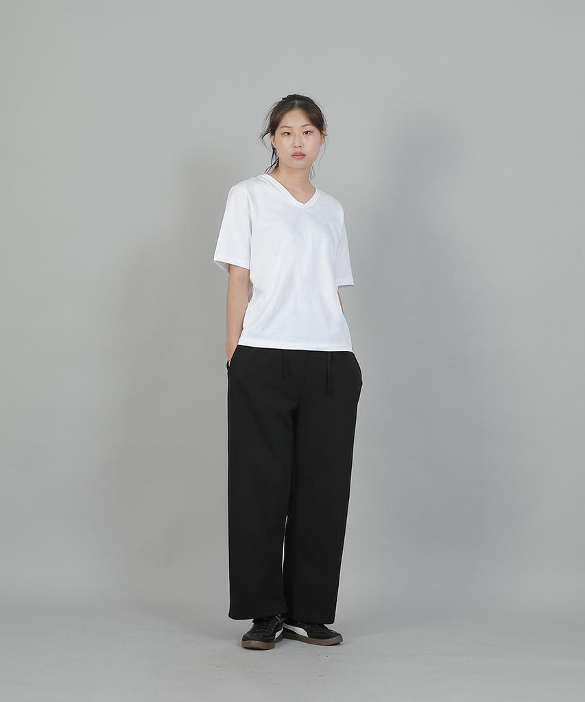 SAINTCREW Soft Elastic Waist Wide Pants Esb-384 Black