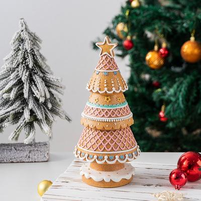 Harz Lebkuchen Weihnachts Dorf Baum Simulierte Handbemalte Weihnachten Baum Schmuck mit Glitzer Pulver