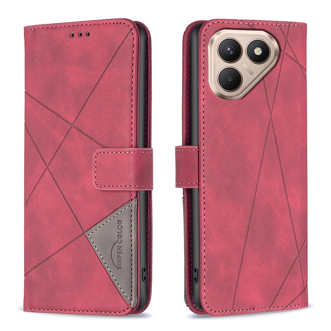 

For TECNO Pova 7 Ultra 5G Phone Case BINFEN COLOR Wallet Stand Geometry Imprint Leather Cover