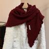Thickened Widen Shawl Wrap Ruffled Edge Winter Scarf Knitting Triangle Scarf  Casual Outfit