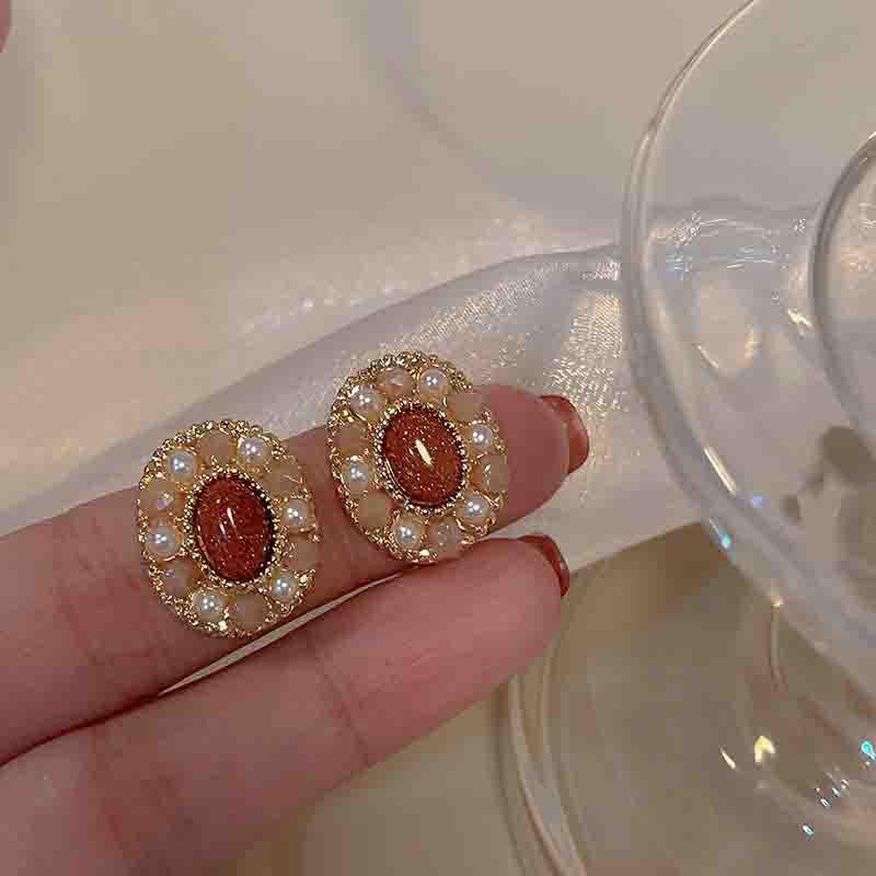S925 Silver Needle Wine Red Pearl Stud Earrings - Trendy 2023 Exquisite Fashion Jewelry