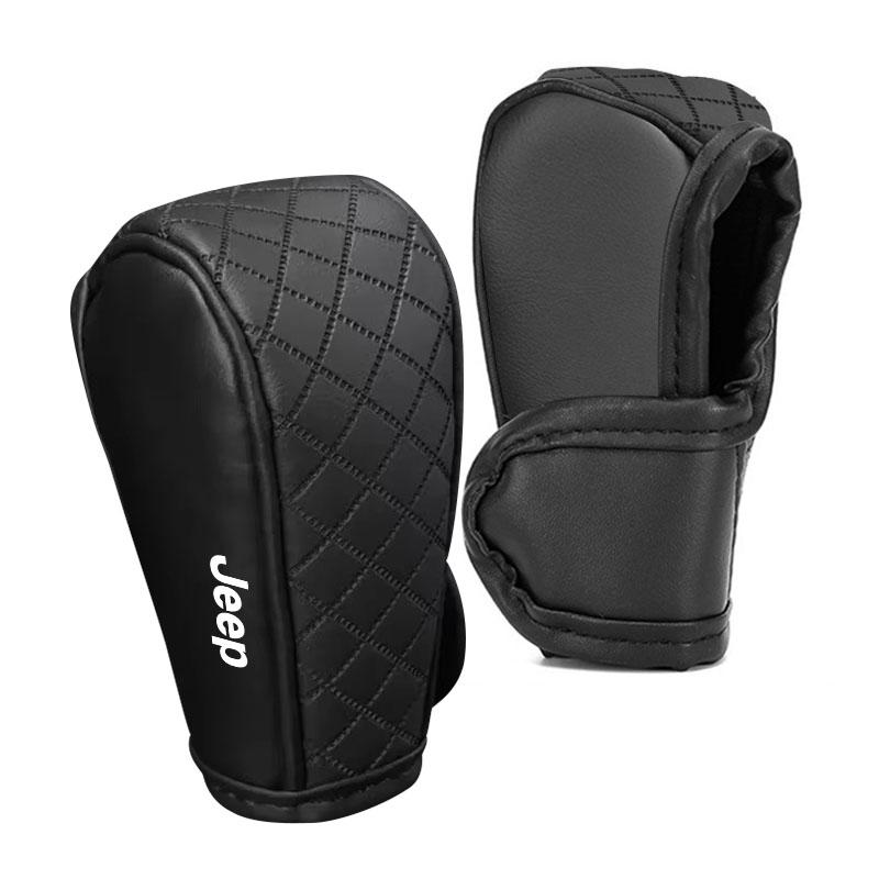 Auto Schalthebelabdeckung PU Leder Schalthebelabdeckung Getriebe Schalthebelknauf Schutz Für Jeep Grand Cherokee WK2 2011-2019 Wrangler YJ TJ JK JL JKU