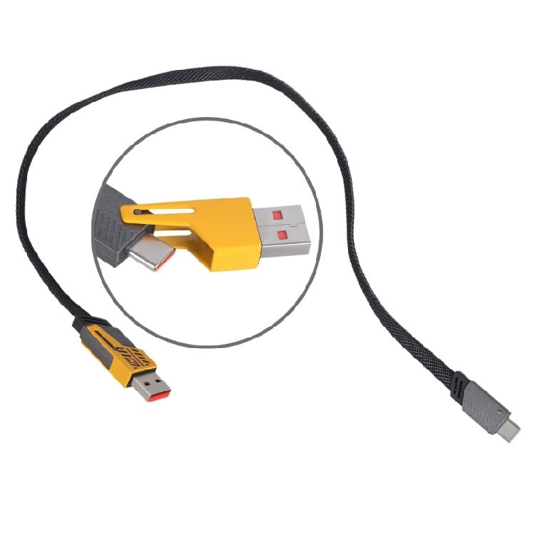 Fast Charging Power Cord 65W Type C + USB to Type C Data Cable Wire 2-in-1 Designing with 480Mbps Transfer Rate 25/50cm