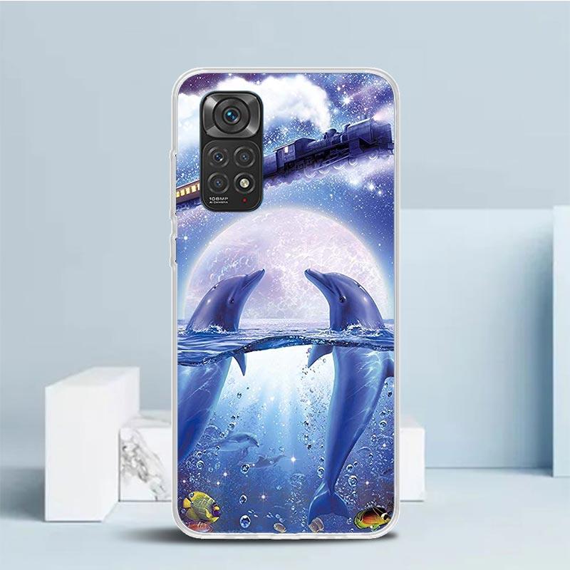 Ocean Animal Cute Dolphin Phone Case For Xiaomi Redmi Note 15 14 14S 13 12S 12 Pro Plus 11S 11 11T 11E 10S 10 + Soft TPU Back Co
