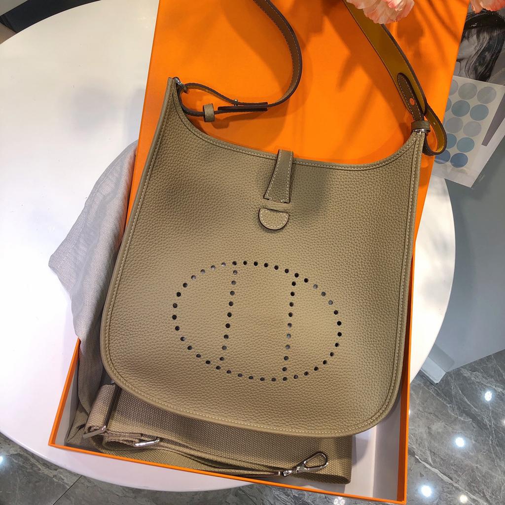 Spot Wholesale Top Layer Cowhide Evelyn Bag Genuine Leather Mini Bucket Bag TC Leather Mini Shoulder Crossbody Bag Tide
