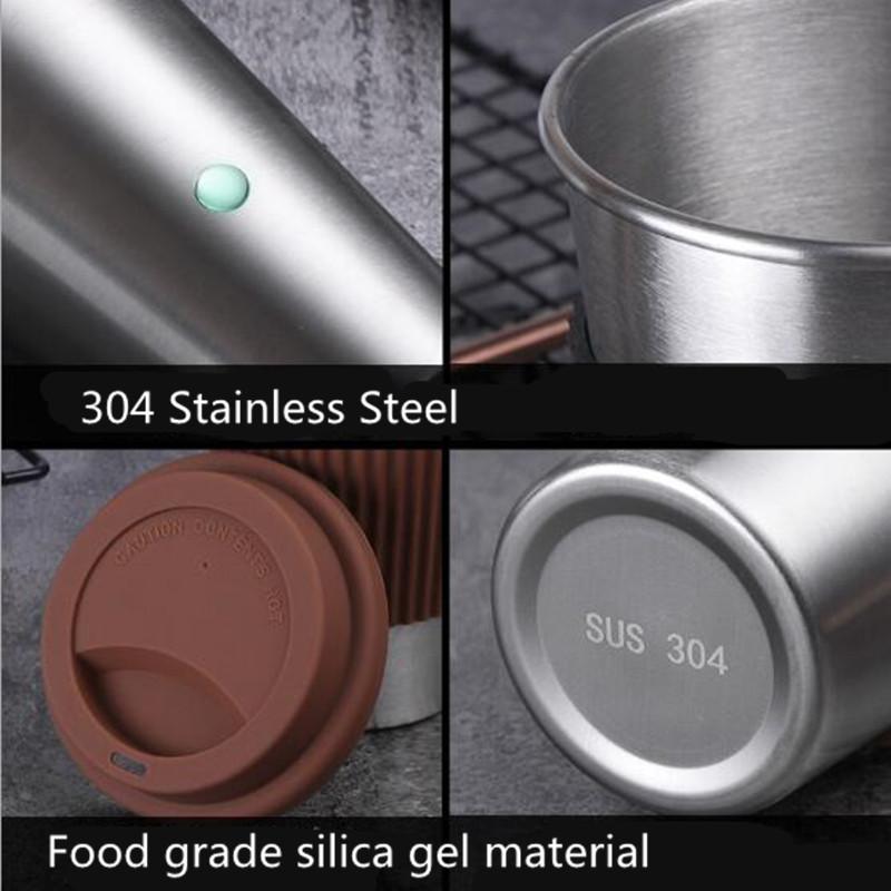 304 Edelstahl Thermoskanne für Tee, Kaffeetasse, Tragbarer Auto-Thermobecher, Reisebecher mit Deckel, Verbrühsicheres Trinkgeschirr, 430 ml