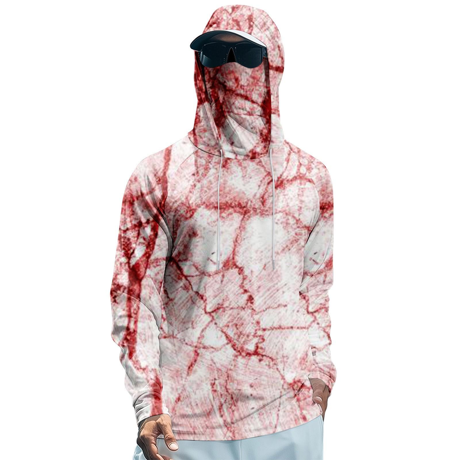 

Мужская худи реглан для рыбалки с принтами на Хэллоуин - UPF 50+ УФ защита, длинный рукав, солнцезащитная рубашка с сетчатым козырьком L розовый