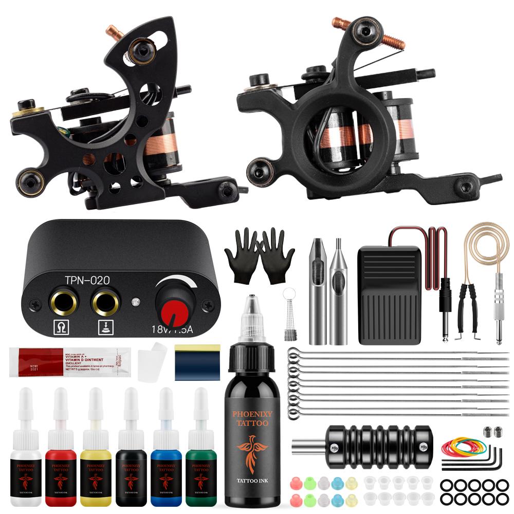 

Полный комплект тату-машины PHOENIXY с ручками и чернилами, набор для перманентного макияжа, ручки, инструменты для татуировки, боди-арта set 03