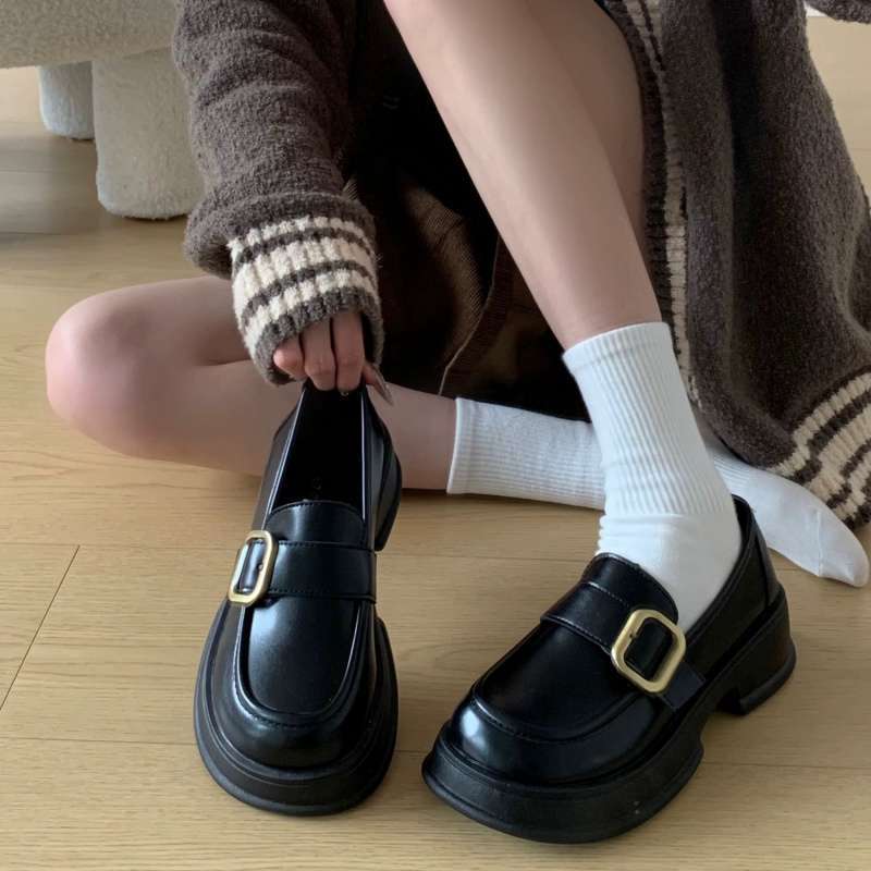 Platform British style loafers women's 2025 spring and autumn new Mary Jane one-pedal small leather shoes jk uniform single shoes