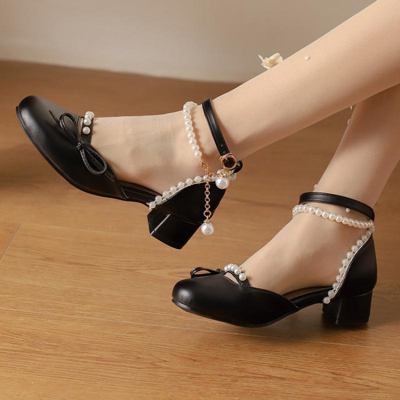 

Новые сандалии для девочек, сандалии на высоком каблуке для учениц, белые туфли принцессы лолиты, детская обувь для детей среднего и старшего возраста, детские сандалии 39 (inner length 24.5cm) чёрный