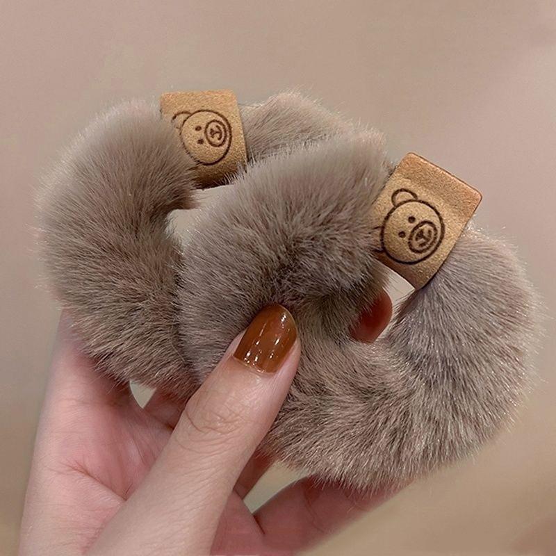 Herbst und Winter Plüsch Patch Bär Handtuch Ring Haargummi koreanischen Stil Haar-Accessoires Stirnband dicke hochelastische Haarseil