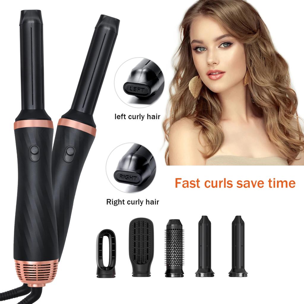 Multifunctional Hair Dryer 5 In 1 Electric Comb Negative Ion Straightener Comb Curling Iron Detachable Heating Brush Hair Dryer