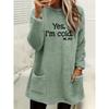 This Plush Pullover Sweater, Long Sleeve Round Neck, Suitable for Fall and Winter, with Pockets, Casual and Fashionable, Women's Clothing