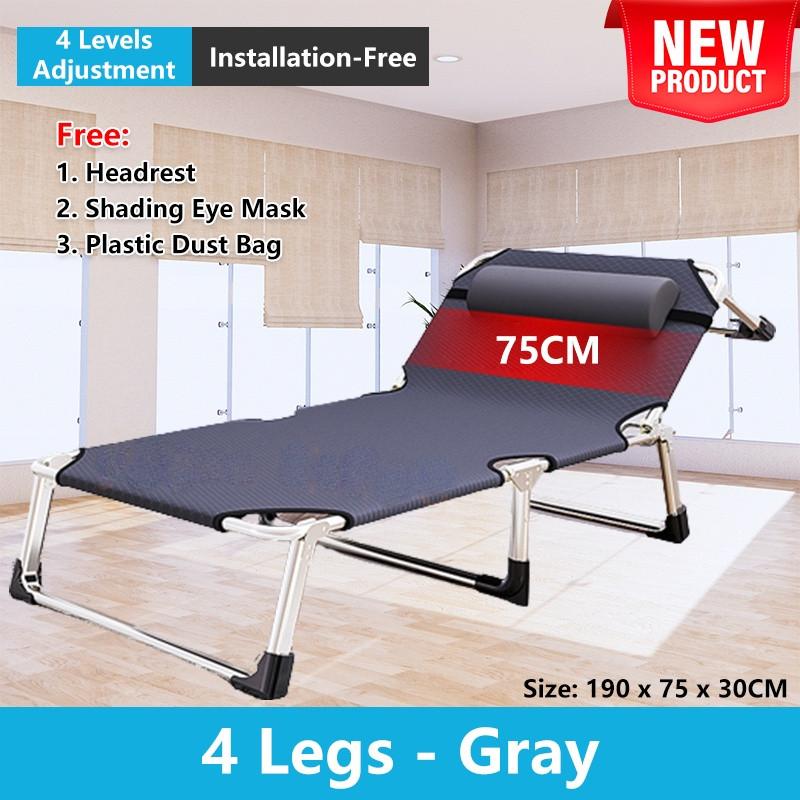 75cm Wide Foldable Bed Office Afternoon Nap Recliner Surface Lightweight Portable Single Bed