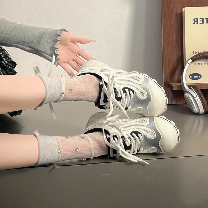 

Versatile platform women s spring and summer new retro lace-up breathable height-increasing sports and leisure shoes 35 рожевий