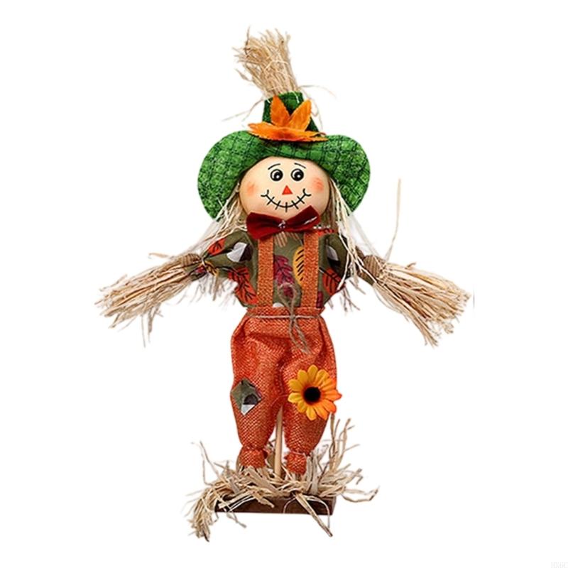 Ručně vyráběná slámová strašidelná dekorace čarodějnice na Halloweenskou párty, středový prvek stolu HX6C