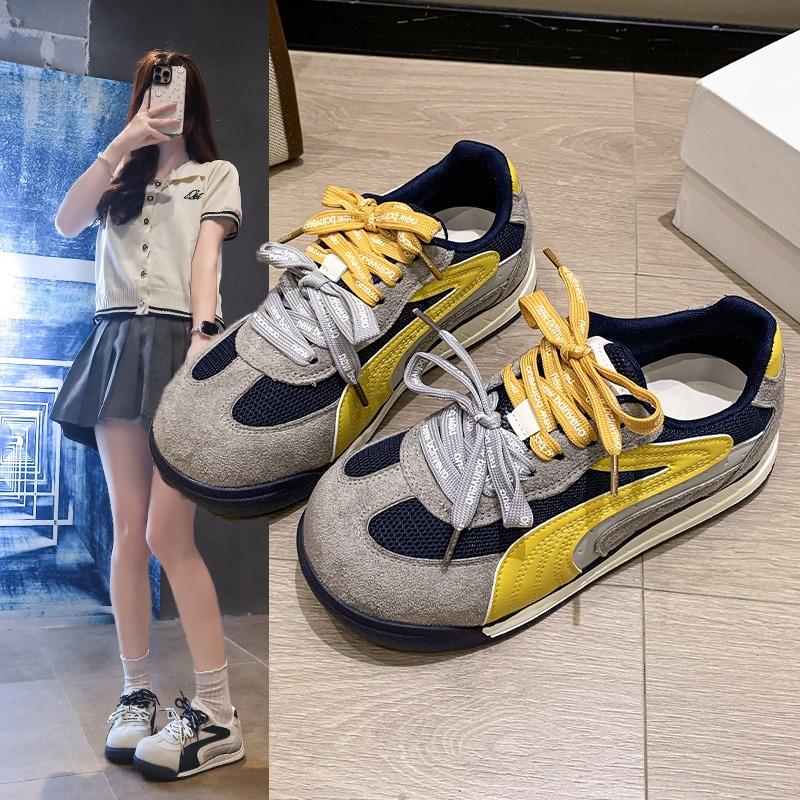 Women's New Autumn Platform Round Head Pair of Shoelaces, College Style Casual Board Shoes