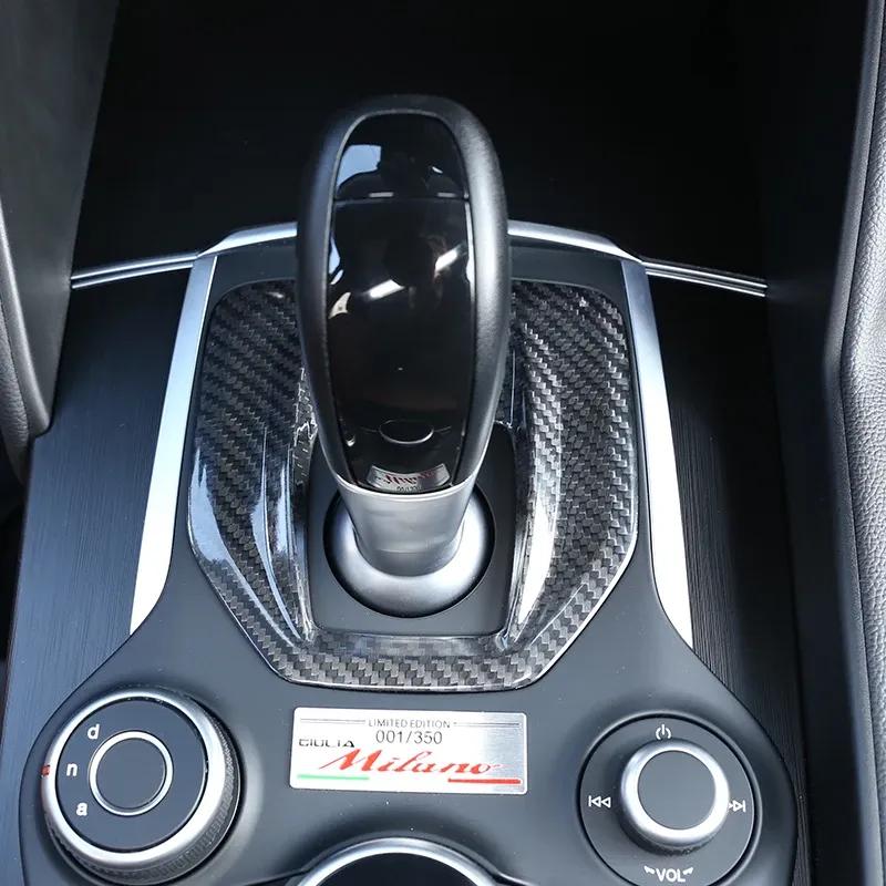 For Alfa Romeo Giulia 2017-2019 Real Carbon Fiber Car Center Console Gear Shift Panel Cover Trim Car Interior Accessories