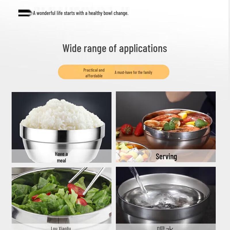 Huihuang 304 Stainless Steel Double-Layer Insulated Bowl