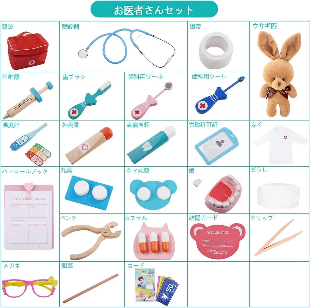 Wooden Play Dentist Play Mini Doctor Wooden Toy for Nurse Uniform Hat Gift for Girls and Boys Set, Set, Kids, & Set, Birthday/Christmas