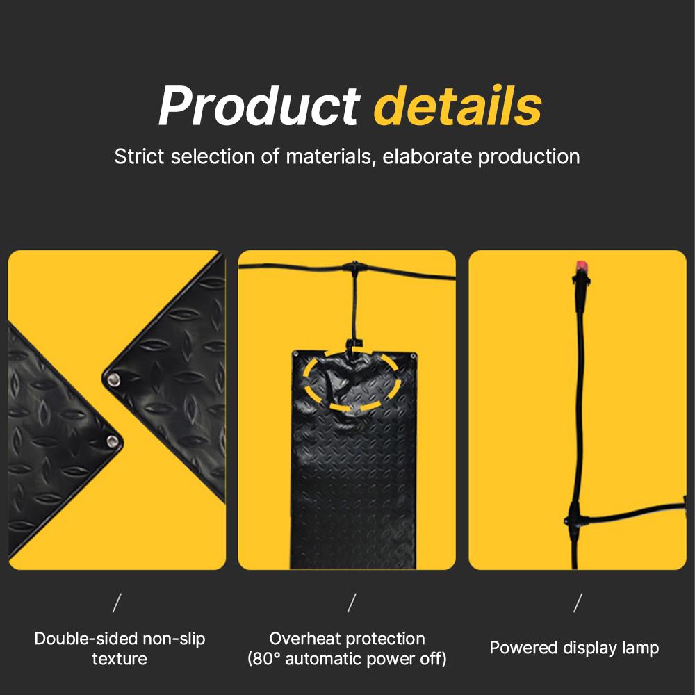 Connectable Snow Melting Mat 10x30in Anti-Slip Electric Heated Walkway Mat with Power Cord Fast