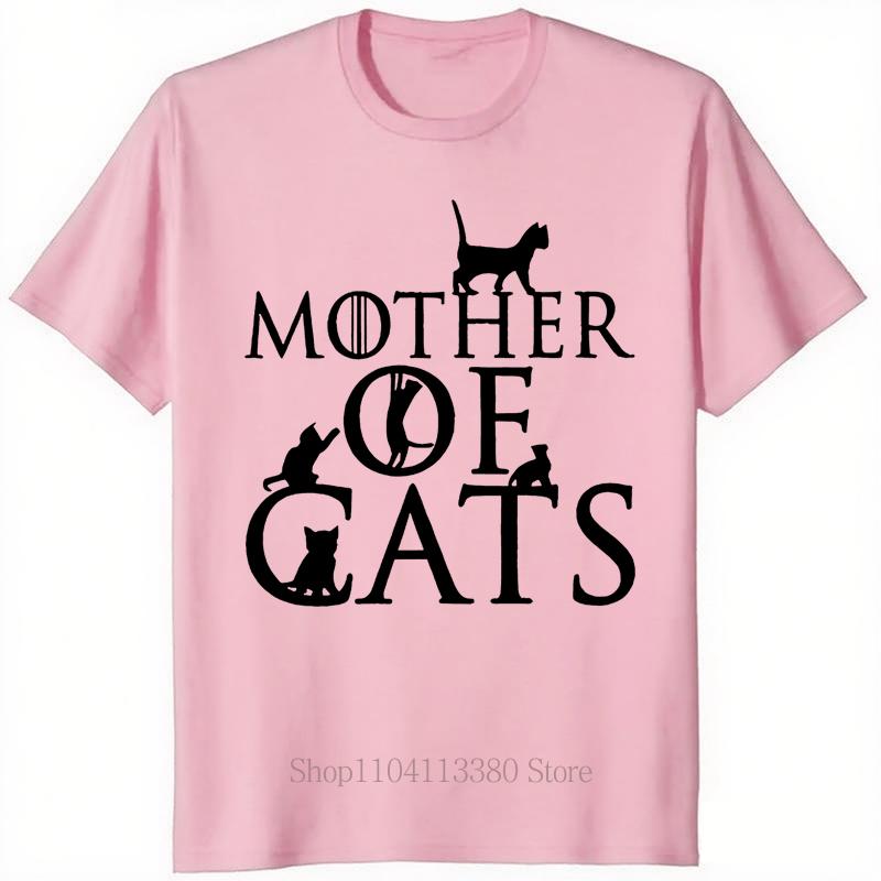 Mother of Cats Print Tshirts Summer Funny Fashion Casual Tops for Women Oversize Comfortable ONeck Short Sleeve Tshirts