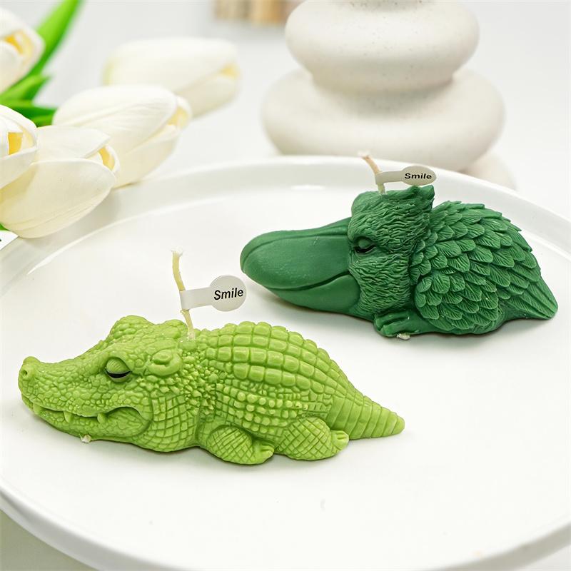 3D Fierce Dinosaur Animal Silicone Candle Mold DIY Rhinoceros Lying Crocodile Shapes Candles Gypsum Home Decor Gift