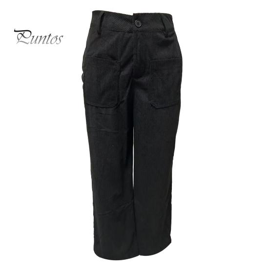 Comfortable Women Trousers Pants Button Zipper Closure Straight Wide Leg with Ladies Loose Fit Pockets Solid Color Lounge Daily Wear Long