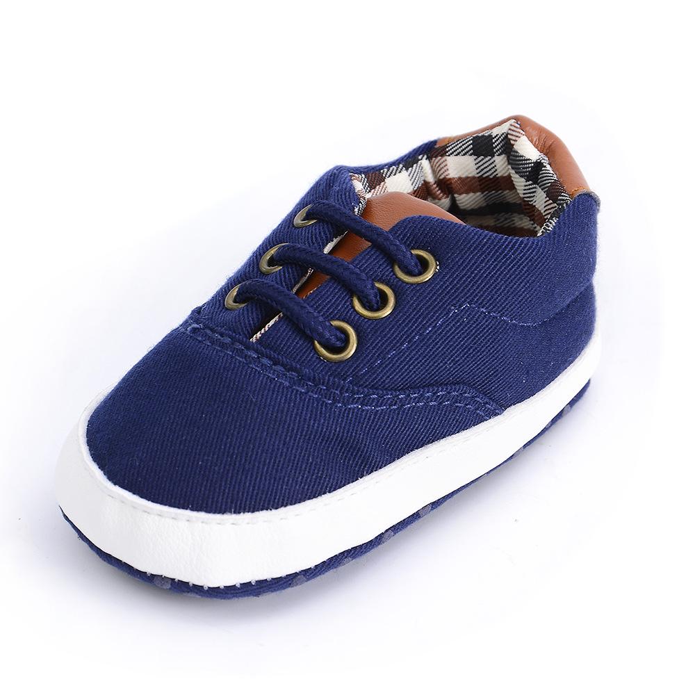 Baby Jungen Canvas Schuhe Weiche Sohle Rutschfest Klassischer Stil Lauflernschuhe Kariertes Patchwork Einfarbig Sportliche Sneaker