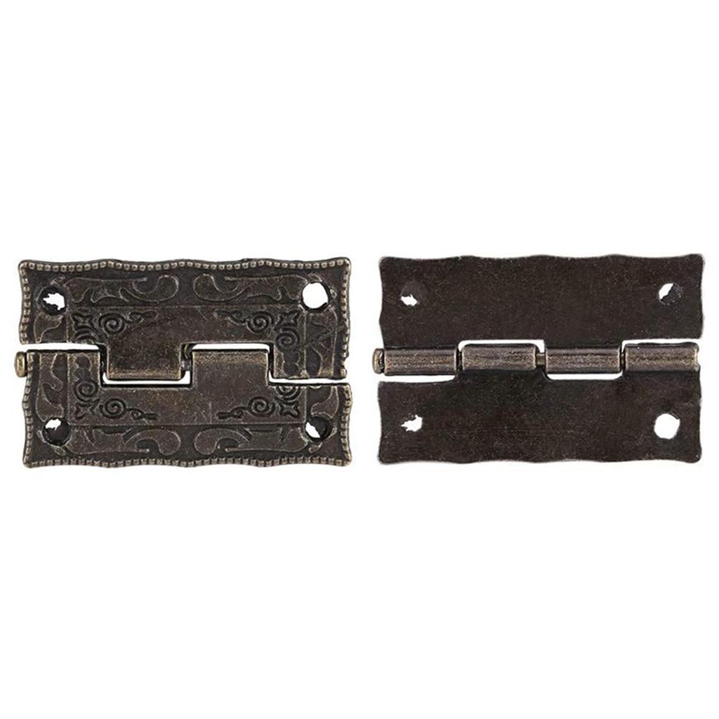 2 Travas Antigas para Fecho 4 Dobradiças 28 Parafusos para Malas Estilo Borboleta Gravada