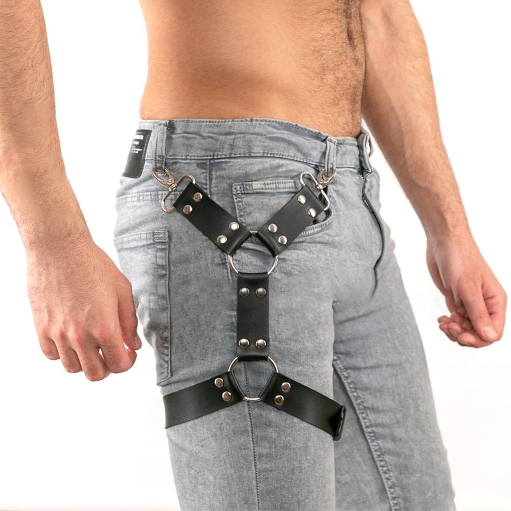 Man Leather Leg Harness Adjustable Fetish Gay Clothing Sexual Body Bdsm Bondage Cage Harness Belts Slave Rave Costumes for Sex
