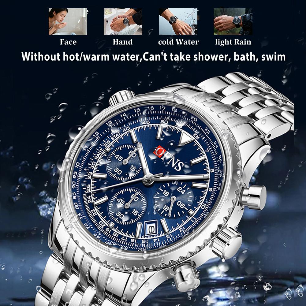 Men Watches Luxury Chronograph Date Waterproof Male Clock Steel Band Quartz Wristwatch