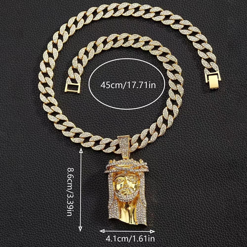 Men'S Jewelry Accessories Personality Exaggerated Human Avatar Pendant Alloy Rhinestone Hip Hop Personality Men'S Necklace Pendant Necklace
