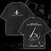 Sword Art Online Kirito Vintage Praná Oboustranný Potisk Nadměrné Tričko | Unisex Streetwear Top