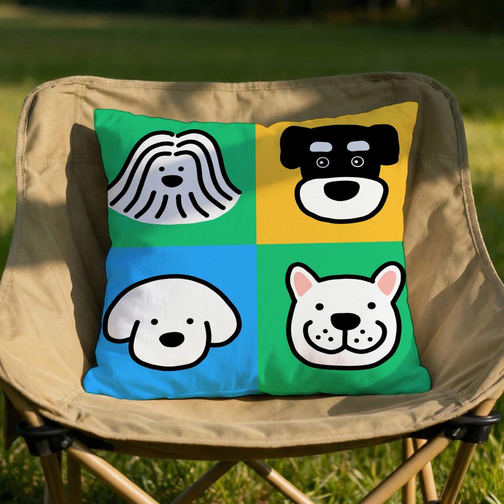Cartoon Simple Cute Dog Cushion Cover Soft Reversible  Durable Pillow Cover  MultiScene Use for Home  Car Daily Comfort