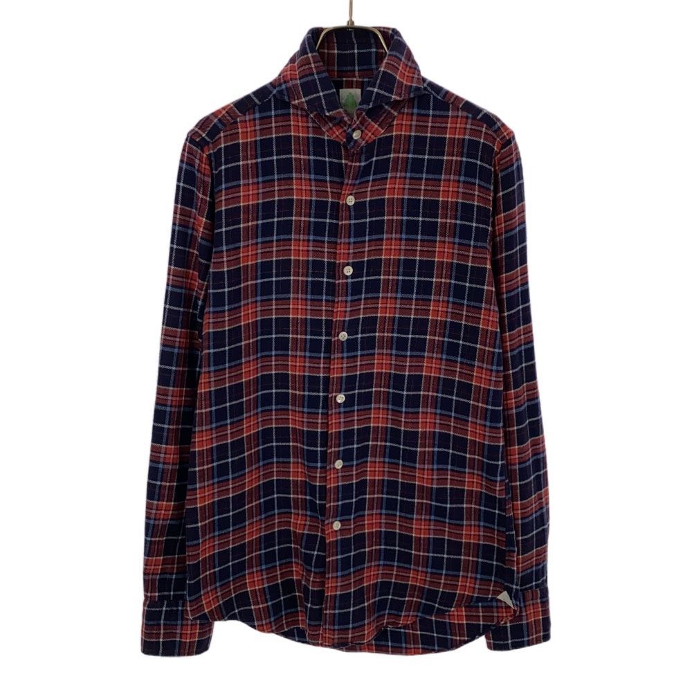 

Finamore Сделано в Великобритании Рубашка в клетку с длинным рукавом S Красный x темно-синий Мужская Б/У